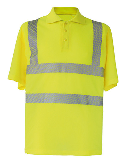 Hi-Vis Broken Reflective Premium Polo Shirt Manchester individuell bedruckt Signal Yellow