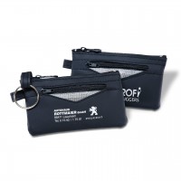 Schlüsseltasche aus Kunstleder, mit silbernem Netzeinsatz Schlüsseltasche aus Kunstleder, mit silbernem Netzeinsatz