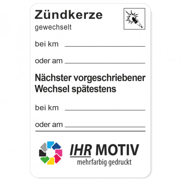 Service-Aufkleber aus PVC-Folie, Größe: 45 x 65 mm, Motiv Zündkerze