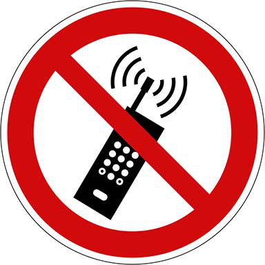 Verbotsschild Mobilfunk verboten PVC-Folie10 cm