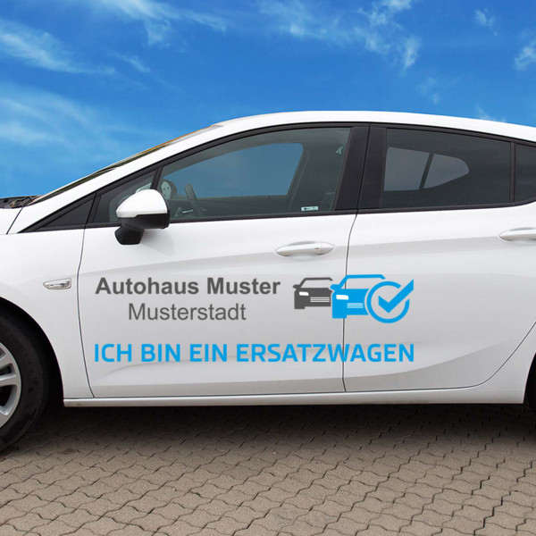 Autoaufkleber Autobeschriftung "Ersatzwagen", Design 1