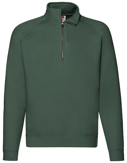 Premium Zip Neck Raglan Sweat individuell bedruckt Bottle Green