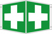 Rettungs-Winkelschild Erste Hilfe Aluminium, nachleuchtend15 x 15 cm Rettungs-Winkelschild Erste Hilfe Aluminium, nachleuchtend15 x 15 cm