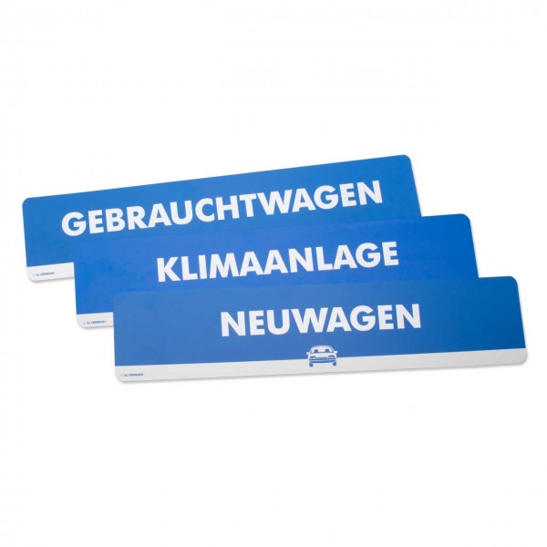 Text-Schilder in Kennzeichengröße, Farbe: blau
