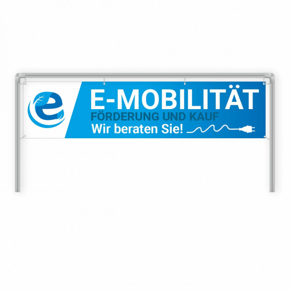 Werbebanner 300 x 70 cm Thema E-Auto Motiv Förderung und Kauf