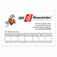 Terminkarte in Visitenkartengröße Terminkarte in Visitenkartengröße