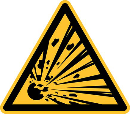 Warnschild Explosionsgefährliche Stoffe PVC-Folie10 cm