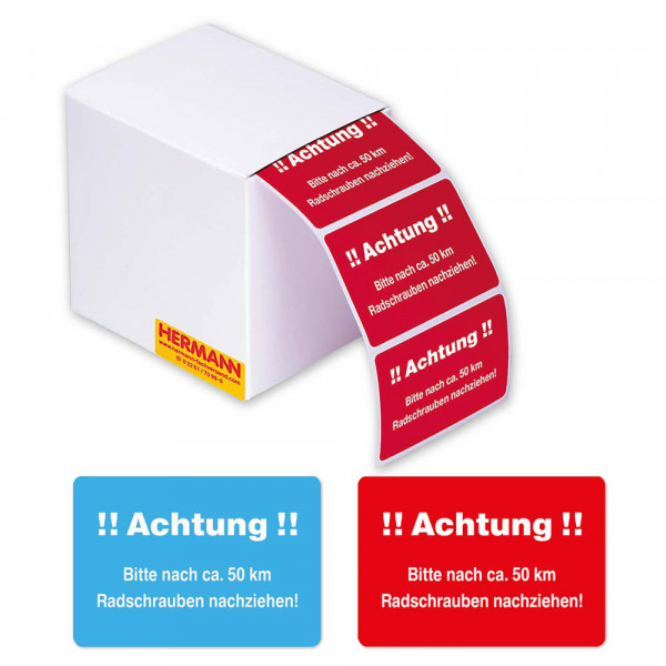 Hinweis-Aufkleber Radschrauben nachziehen aus PVC-Folie, ohne Firmeneindruck Hinweis-Aufkleber Radschrauben nachziehen aus PVC-Folie, ohne Firmeneindruck