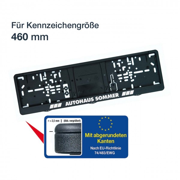 Kennzeichenhalter mit Klapprahmen LOGOPLUS schwarz 460 mm