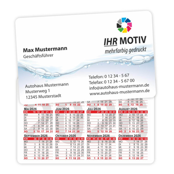 Scheckkartenkalender Visitenkarte
