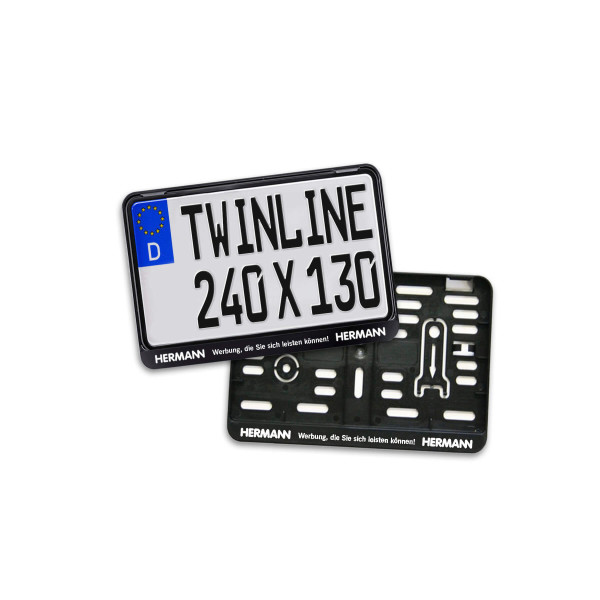 Kennzeichenhalter TWINLINE schwarz Größe: 240 x 130 mm für Motorräder und Landmaschinen 1c Siebdruck