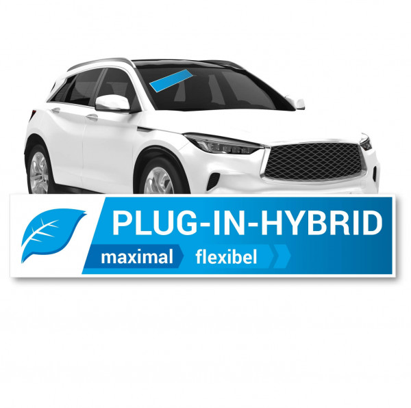 Scheibenaufkleber 650 x 140 mm Thema: Elektromobilität Motiv: Plug-in-Hybrid