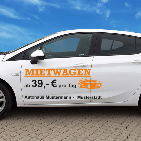 Autobeschriftung "Mietwagen", Design 1