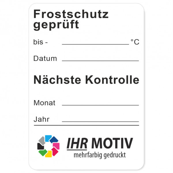 Service-Aufkleber aus PVC-Folie, Größe: 45 x 65 mm, Motiv Frostschutz / Kontrolle