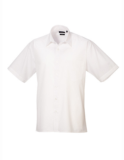 Men's Poplin Short Sleeve Shirt individuell bestickt White