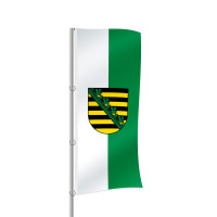 Sachsen mit Wappen Hochformatfahne Sachsen mit Wappen Hochformatfahne