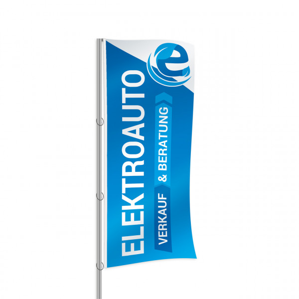 Fahne 120 x 300 cm Thema: Elektromobilität Motiv: Elektroauto Beratung & Verkauf