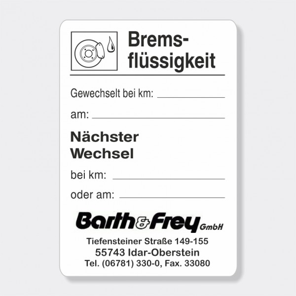 Service-Aufkleber aus PVC-Folie, Größe: 45 x 65 mm, Motiv "Bremsflüssigkeit"