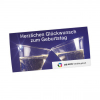 Geburtstags-Maxi-Postkarte, Motiv Sektgläser Geburtstags-Maxi-Postkarte, Motiv Sektgläser