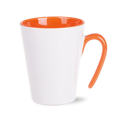 Open Tasse aus Keramik weiß/orange