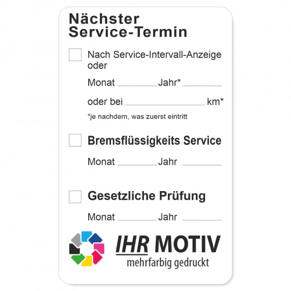 Service-Aufkleber aus PVC-Folie, Größe: 50 x 80 mm, Motiv Service und Prüfung