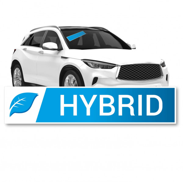 Scheibenaufkleber 650 x 140 mm Thema: Elektromobilität Motiv: Hybrid