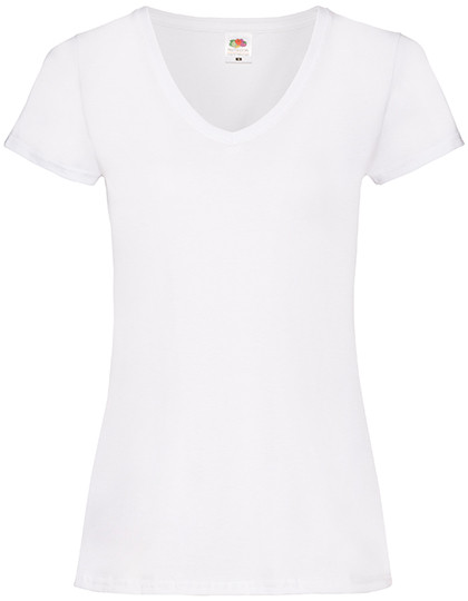 Ladies Valueweight V Neck T individuell bedruckt White