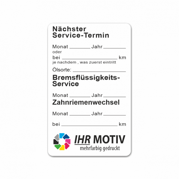 Service-Aufkleber aus PVC-Folie, Größe: 50 x 80 mm, Motiv "Service / Bremsflüssigkeit / Zahnriemen"