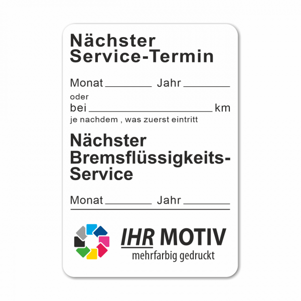 Service-Aufkleber aus PVC-Folie, Größe: 45 x 65 mm, Motiv "Service / Bremsflüssigkeit"