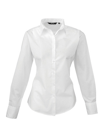 Women's Poplin Long Sleeve Blouse individuell bestickt White