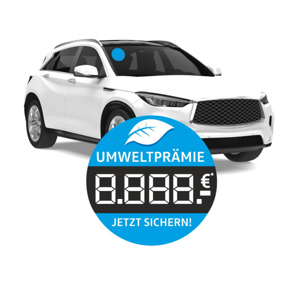 Scheibenaufkleber Ø 200 mm Thema: Elektromobilität Motiv: Umweltprämie