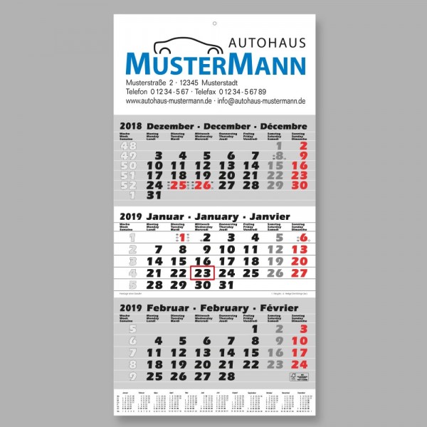 3-Monats-Kalender "Trio", Ausgabe 2019