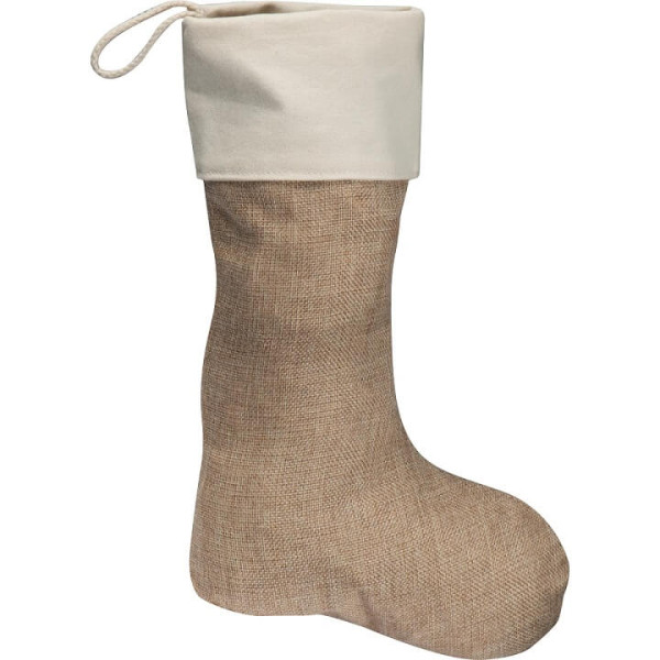 Weihnachtssocke aus Jute mit Firmeneindruck