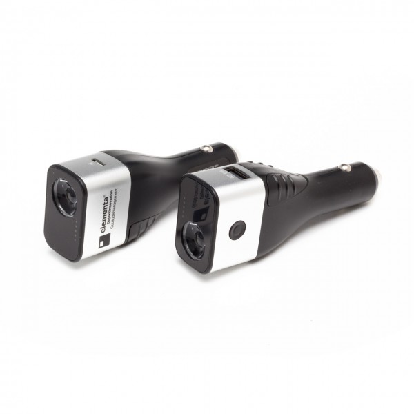 Car-Charger "Power". Powerbank, LED-Leuchte, Notfallhammer und Gurtcutter in Einem