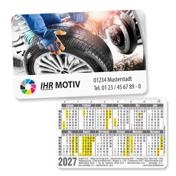 Scheckkartenkalender mit Motiv Räder