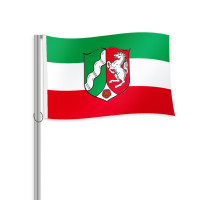 NRW mit Wappen Querformatfahne NRW mit Wappen Querformatfahne
