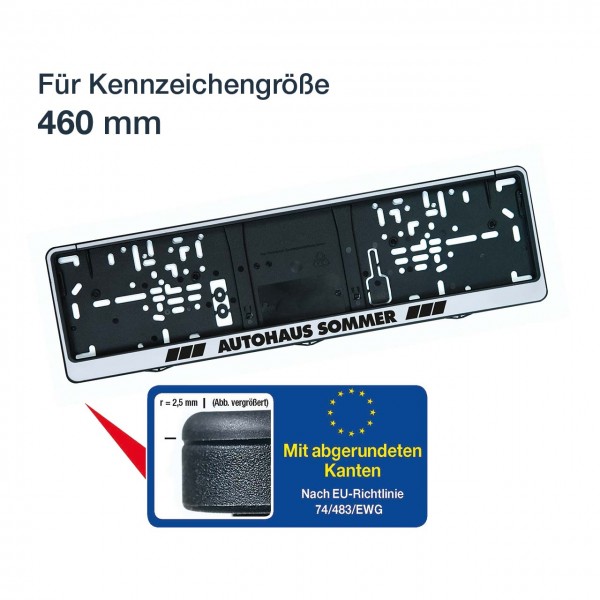 Kennzeichenhalter mit Klapprahmen LOGOPLUS silber 460 mm