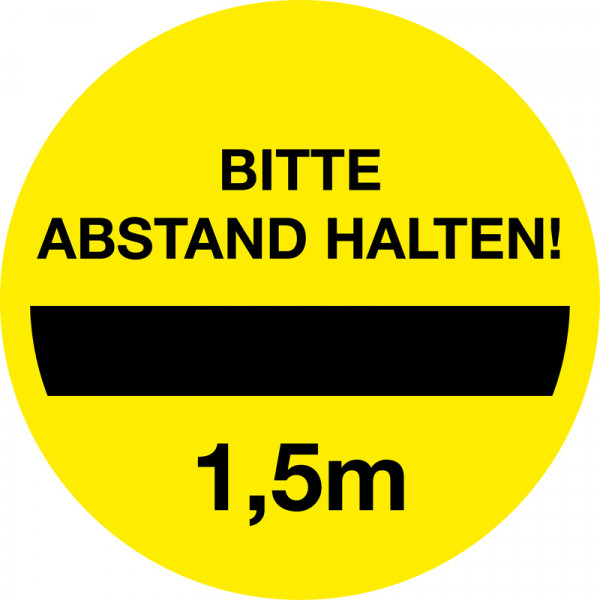 Warnschild Bitte Abstand halten gelb