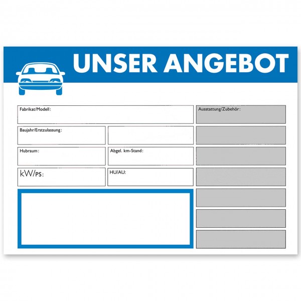 Verkaufsschild DIN A3 "UNSER ANGEBOT", mit Universal-Preisfeld