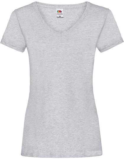 Ladies Valueweight V Neck T individuell bedruckt Heather Grey