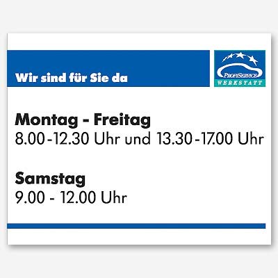 Öffnungszeiten-Aufkleber