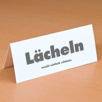 Tischaufsteller "Lächeln", Seite 1 Tischaufsteller "Lächeln", Seite 1