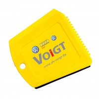 Trapez-Eiskratzer farbig, schwarze Gummilippe, Werbedruck mehrfarbig Trapez-Eiskratzer farbig, schwarze Gummilippe, Werbedruck mehrfarbig