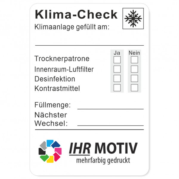 Service-Aufkleber aus PVC-Folie, Größe: 45 x 65 mm, Motiv Klima-Check