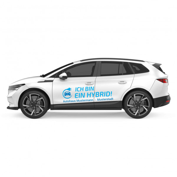Autobeschriftung Thema: E-Auto Motiv: Ich bin ein Hybrid