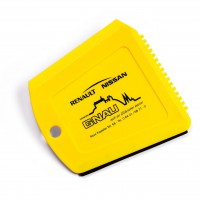 Trapez-Eiskratzer farbig, schwarze Gummilippe, Werbedruck 1-farbig Trapez-Eiskratzer farbig, schwarze Gummilippe, Werbedruck 1-farbig