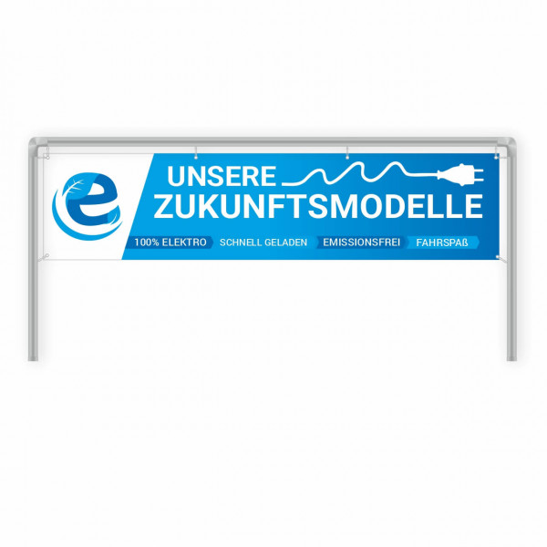 Werbebanner 300 x 70 cm Thema E-Auto Motiv Zukunftsmodelle