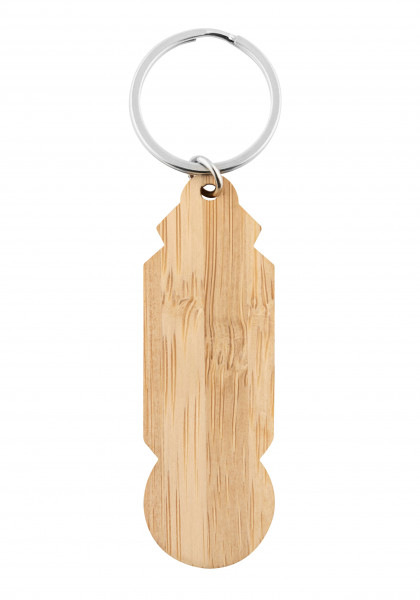 Schlüsselanhänger aus Bambus mit Einkaufswagenlöser, Lasergravur