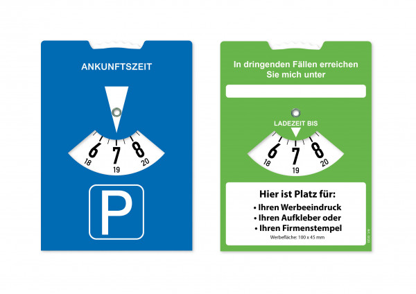 Parkescheibe aus Karton mit Ladescheibe für E-Autos, 1 farbig