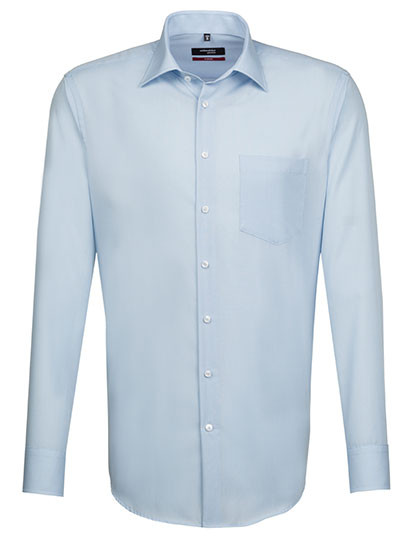 Men's Shirt Regular Fit Long Sleeve individuell bestickt Light Blue